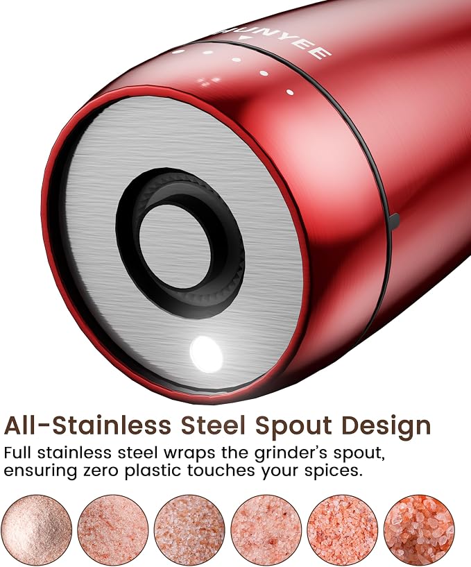 Electric Salt and Pepper Grinder Set - Automatic Stainless Steel Rechargeable Salt and Pepper Grinder Set with Storage Base, Large Capacity, LED Light & Adjustable Coarseness, Ideal Kitchen Gadget