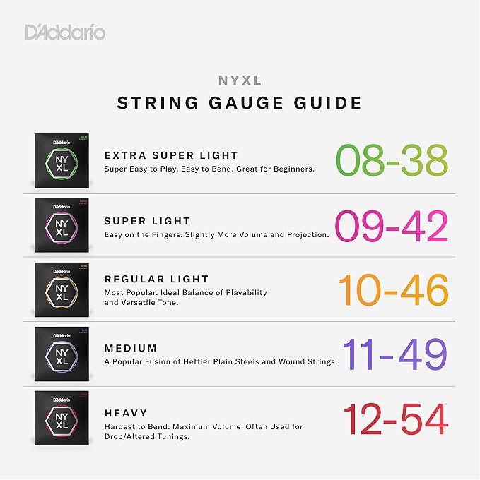 D'Addario Electric Guitar Strings, NYXL Nickel Plated, NYXL0942-3P, Super Light 09-42, 6-String Set, Pack of 3