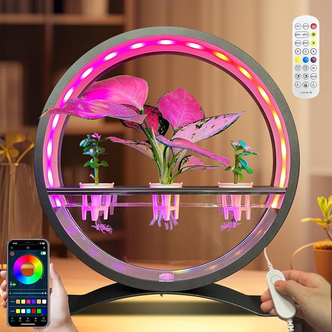 Led Decorations Atmosphere Lights Gifts for Mom Women Girls Kids RGB Color Changing Smart Led Table Ambient Plant Growth Lights APP USB Remote Control for Home Office Decor(Plant Not Included)