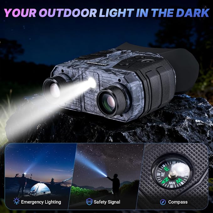 WOSPORTS 4K Night Vision Goggles with 48MP Photo, 3280ft Full Color Vision, 1300ft IR Distance, 3" HD Screen, 10X Optical Zoom, 5000mAh Battery, Binoculars for Wildlife Observation, Gifts for Men