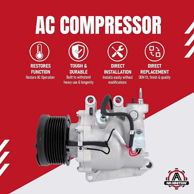 AC Compressor - A/C Compressor Compatible with Honda Civic 2006-2011, 1.8L - Replaces 38810RRBA01, 38800-RNA-A010-M, 38800-RNB-A02, 38800RNAA010M2, 38800RNAA01 - HVAC Air Conditioning Compressor