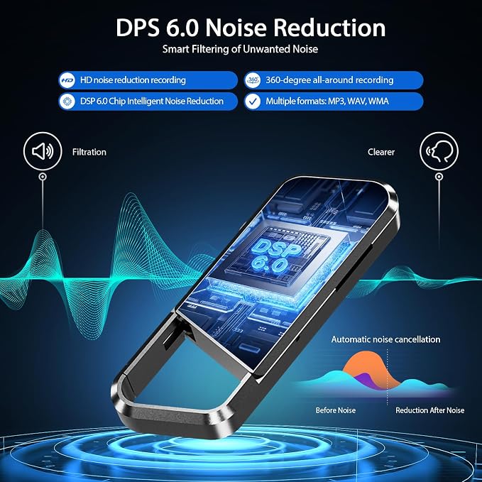 76GB Voice Activated Recorder - 10860H Recording Device with Noise Reduction DSP 6.0 Portable Audio Recorder for Lecture & Meeting - Digital Vioce Recorder with Playback