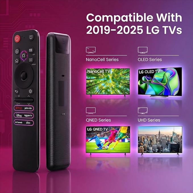 for LG TV Remote | LG Smart TVs (2019-2025 Models) | Voice Control & Pointer Function | Compatible with OLED/QNED/NanoCell/UHD 4K/8K TVs & Models MR25GA/MR24GA/MR23GA/MR22GA/MR21GA/MR20GA