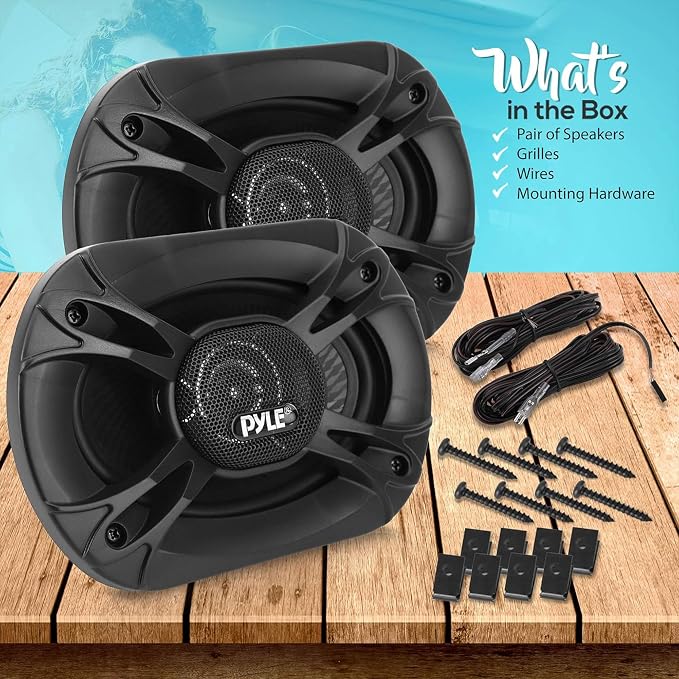 Pyle 4 Way 6x9 Inch 500 Watt Quadriaxial Loud Pro Audio Universal Quick Replacement Component Sound Speaker with Non-Fatiguing Butyl Rubber (Set of 2)