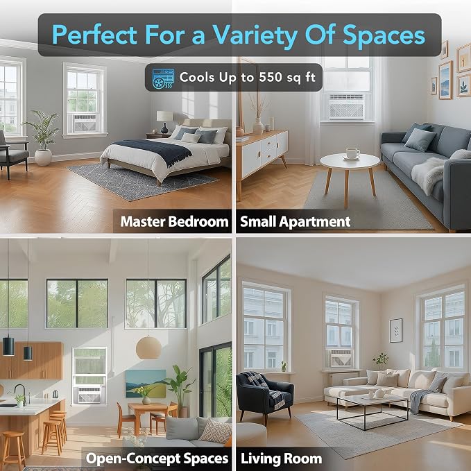 Comfort Zone Window Mounted Smart Wi-Fi Room Air Conditioner with Remote Control, 12,000 BTU, Digital Display, 4 Speed Settings, 4 Mode Settings, 24-Hour Timer, Sleep Setting, and Eco Mode, White