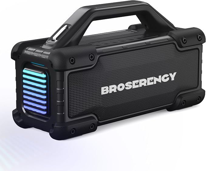 Portable Bluetooth Speaker Wireless Lights, Bluetooth Speaker Loud Stereo Sound, Outdoor Water Resistant Bluetooth Speaker 300W(Peak) Party Lights EQ TWS USB AUX TF IPX6 Party/Beach/Garage, Black