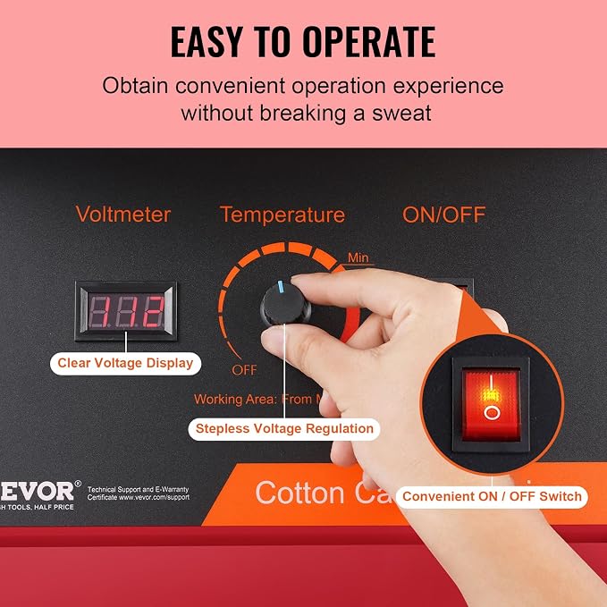 VEVOR Cotton Candy Machine Commercial, 1000W Electric Floss Maker with Stainless Steel Bowl, Sugar Scoop, Storage Drawer, Perfect for Home, Carnival, Kids Birthday, Family Party, Red