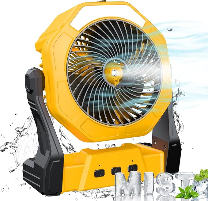 Ausic Portable Misting fan, 8-Inch Cooling Mist Fans, [8-35Hrs] USB Rechargeable Battery Powered Fan with Mister, 250mL Water Tank & LED Lantern, for Home Desk, Bedroom, Office, Outdoor&Indoor Use