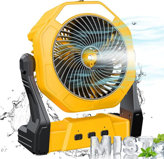 Ausic Portable Misting fan, 8-Inch Cooling Mist Fans, [8-35Hrs] USB Rechargeable Battery Powered Fan with Mister, 250mL Water Tank & LED Lantern, for Home Desk, Bedroom, Office, Outdoor&Indoor Use