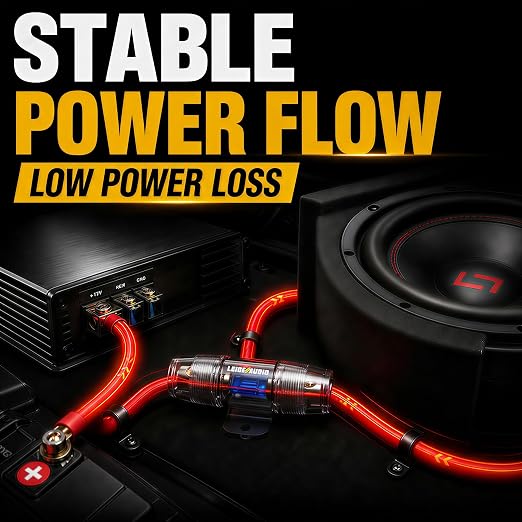 8 Gauge Subwoofer Wiring Kit Ture 8 AWG Amplifier Installation Wiring Kit - Car Amp Wiring Kit Helps You Make Connections and Brings Power to Your Radio, Subwoofer and Speakers