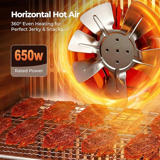 OSTBA Food Dehydrator, 8 Stainless Steel Trays, 95–165℉ Adjustable Temperature, 48h Digital Timer, Double-Layer Food Dryer for Fruit, Vegetable, Jerky, Herb, 650W Home & Commercial Use