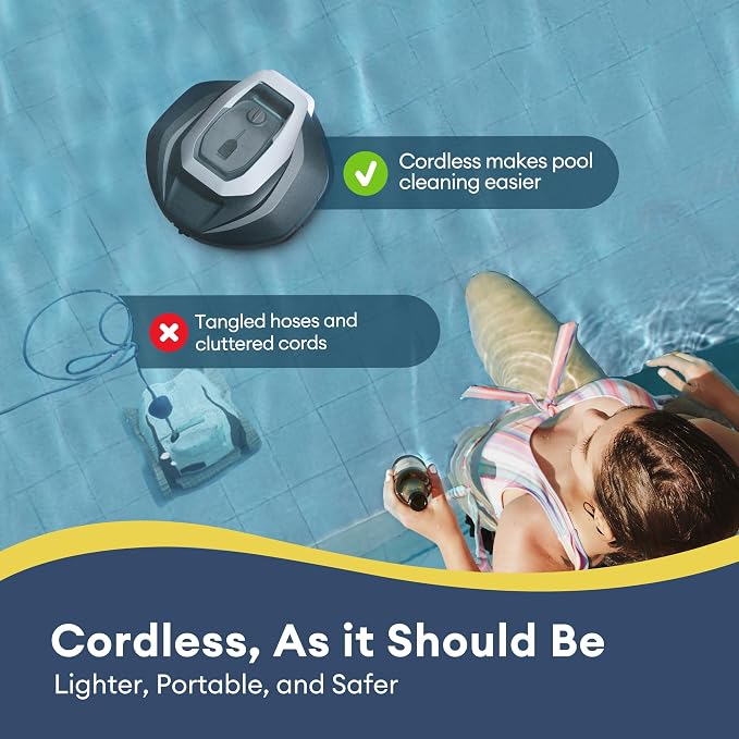 Cordless Robotic Pool Cleaner with Remote Control, Pool Vacuum for Above & In-Ground Pool with 90 Mins Runtime, Self-Parking,Fast Charging (Kelly Green)