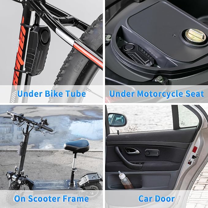 WSDCAM Bike Alarm with Remote 2 Pack, 113dB Wireless Anti-Theft Vibration Alarm Door Alarm Motorcycle Bicycle Vehicle Security Alarm System