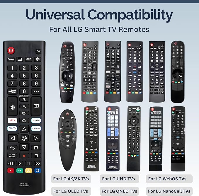 2 Pack AKB76040302 LG TV Remote Control Replacement for Smart TV - Easy Setup Remote, Streaming Shortcuts - Works with LG 4K, UHD, LED, OLED Smart HDTV Models (AKB75095307, AKB74915305, AKB75855501)