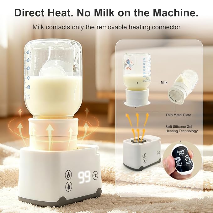 Portable Bottle Warmer Travel Bottle Warmer for Breastmilk with 6 Adapters Leak-Proof Baby Bottle Warmer