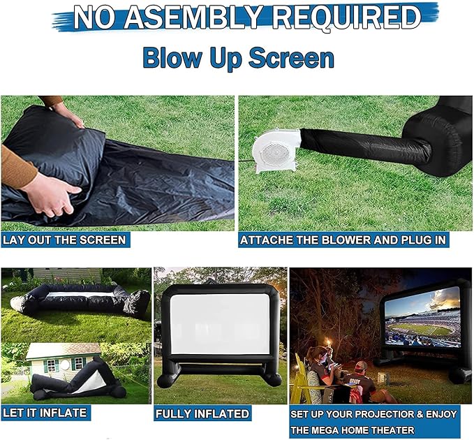 14 FT Inflatable Movie Screen Outdoor Projector Screen for Outside Backyard Movie Night Easy Setup Mega Blow Up Screen, Great for Barbecue Pool Party Outdoor Drive-in Theater - Front/Rear Projection