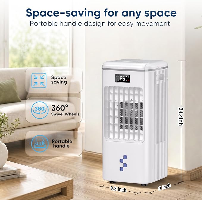 Portable Air Conditioners Fan, Windowless Evaporative Air Cooler 3 Modes & 3 Speeds, 12H Timer for Smart Auto-off, 2-Gals Tank for 20H Cooling,16FT Remote,No Hose Needed,38db Swamp Cooler