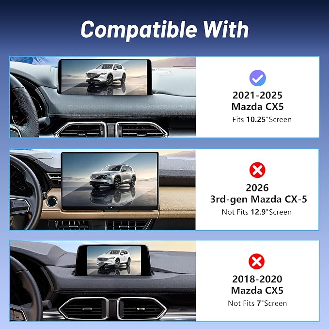 Car Phone Holder for Mazda CX5 (2021-2025,10.25" Screen Only),MagSafe Car Mount Charger,Magnetic Phone Holder,15W Wireless Charging,Screen Phone Holder,360° & Hands Free,CX-5 Interior Accessories