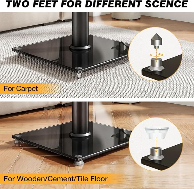 5Rcom Universal Speaker Stands with 360° Swivel, Height Adjustable Bookshelf Speakers Stand from 32" to 43", Speaker Stands Pair to 11 lbs Per Stand for Satellite and Studio