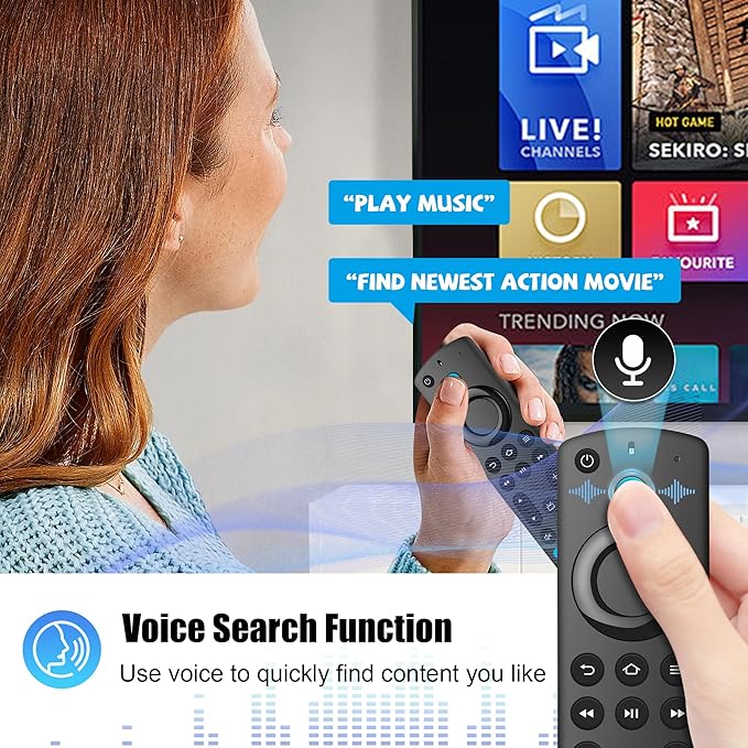 Replacement Remote with Firestick Voice Control Fit for Fire Smart TV Stick(2nd Gen/3rd Gen/HD/Lite/4K Max/4K/Cube), Smart-TV 3rd Gen, for Hisense/TCL/Onmi/Insignia/Pioneer N0t for ROKU-TV/Samsung-TV