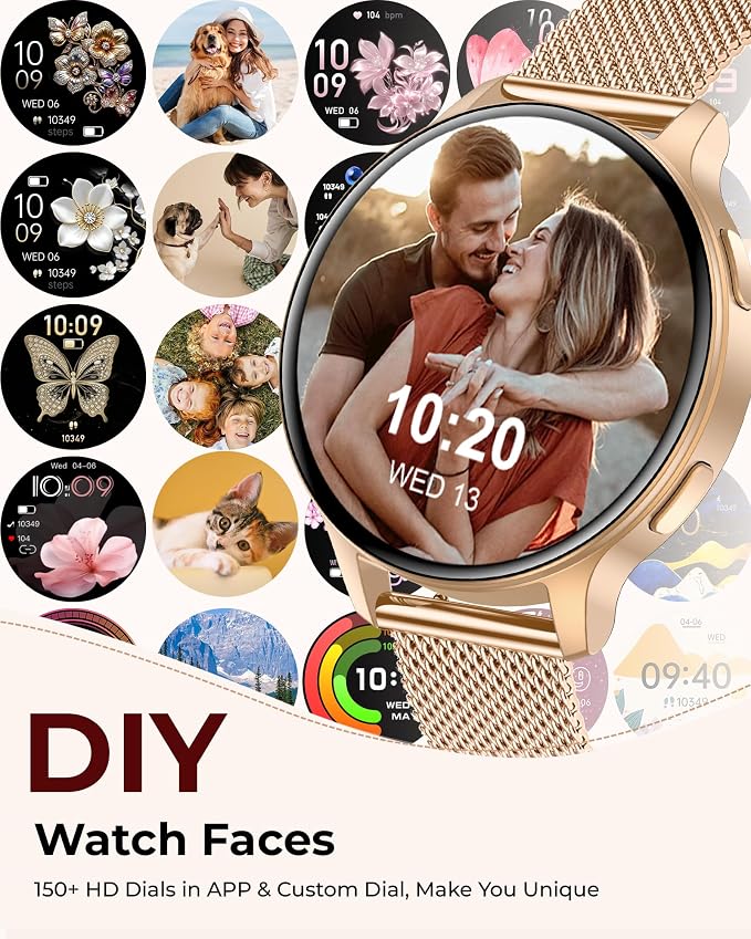 Iaret Smart Watch for Women, 1.27" HD Fitness Tracker with 4 Bands & Necklace Gift Set, Heart Rate SpO2 Sleep Monitor, 120+ Sport Modes, Call & Notifications, Smartwatch for Android iPhone, 40mm