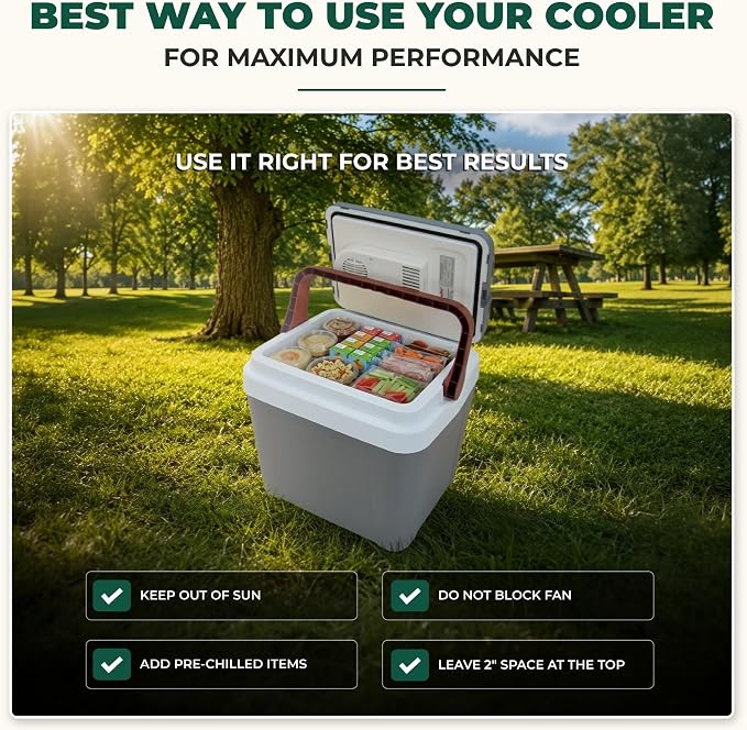 Koolatron 12V Iceless Cooler & Warmer – Portable Electric Cooler/Nevera Portátil Eléctrica for Car Truck Camper Boat, Hard Sided Mini Fridge for Camping Picnic Travel Lunch Food Drinks Office 26 qt