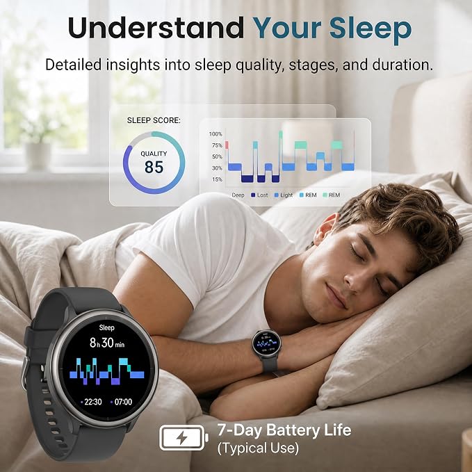Smart Watch for Men Women (Answer/Make Call), 1.65" HD Fitness Tracker with Heart Rate/SpO2/Sleep Monitor, Pedometer, 110+ Sports Modes, 3ATM Waterproof, 7-Day Battery, for iOS Android