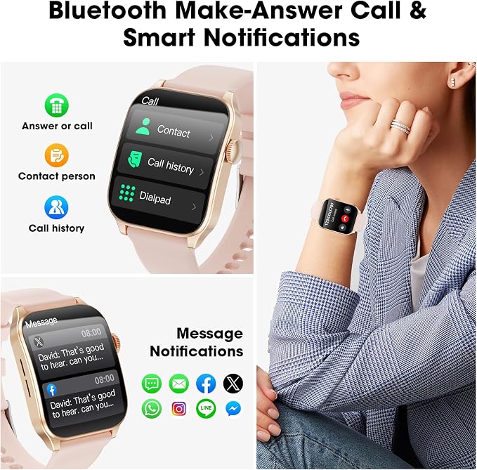 Smart Watches for Men Women, 1.91" HD Curve Screen Smartwatch (Answer/Make Call), Activity Fitness Tracker with Heart Rate Sleep Monitor Pedometer, 100+ Sport Modes, Smart Watch for Android iPhone