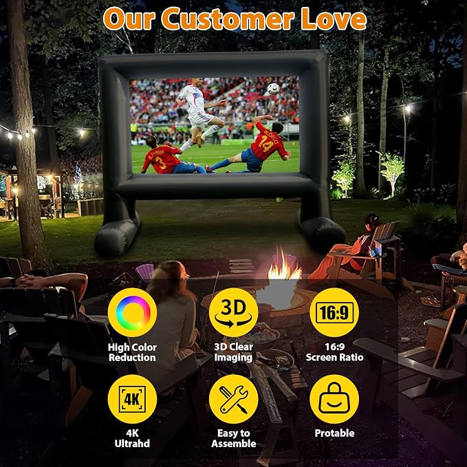 Estgora 14FT Inflatable Movie Screen Outdoor, Blow Up Projector Screen, Inflatable Movie Screen with Air Blower Front & Rear Projection Screens for Outdoor Movie Night Backyard Pool Fun