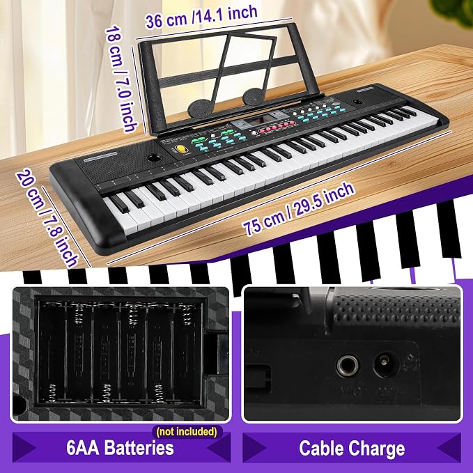 Kids Keyboard Piano - 61 Keys Fun Toy Toddler Electronic Pianos with Microphone | Explore Creativity | Unleash Child’s Talent, Perfect Educational Musical Toys Gift for Boys & Girls Ages 3-9