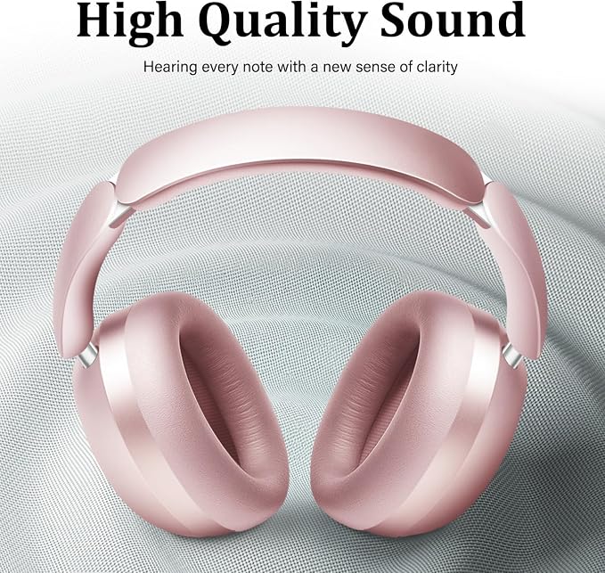 Wentronic Y04 Wireless Bluetooth Over-Ear Headphones – Immerse in Every Beat with Active Noise Cancelling & Hi-Res Sound, 48H Playtime, Soft Ear Cushion for All-Day Comfort, Pink