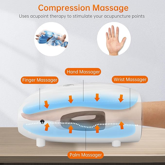 Snailax Hand Massager with Heat and Compression - Father Day Gift, Hand Massager for Arthritis and Carpal Tunnel Finger Numbness, FSA Eligible, Cordless Hand Massagers for Palm & Wrist Circulation