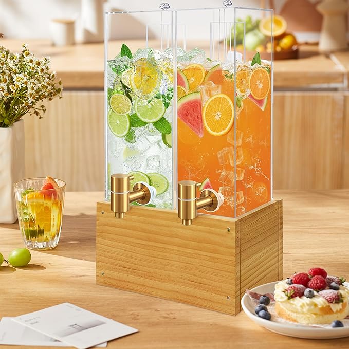 2 Pack 2 Gallon Large Drink Dispenser, Drink Dispenser with Stand, Beverage Dispenser with Ice Core and Airtight Valve, Drink Dispensers for Parties