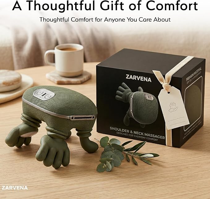 Neck Massager with Heat for Pain Relief – Shoulder & Neck Massager with Hands, Simulated Human Hand Massager, Deep Tissue Shiatsu, Cordless Portable Neck Massager with Adjustable Strap