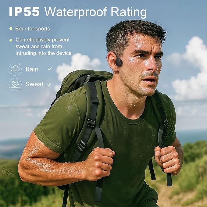 New Bone Conduction Headphones, Open Ear Bluetooth Headphones with Mic, Balanced Audio, Reduced Sound Leakage, 12H Playtime, Skin-Friendly Silicone, Sweat Resistant for Running, Cycling & Workout