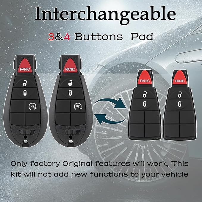 DIY Key Fob Replacement for Dodge Ram 1500 2500 3500 2013 2014 2015 2016 2017, Keyless Entry Remote GQ4-53T