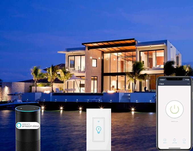 Micmi Smart Switch, WiFi Light Switch in-Wall Compatible with Amazon Alexa Google Home, Timing Function, Suit for 1/2/3/4 Gang Switch Box, Neutral Wire Required (1 Gang Smart Touch Switch 4pack)