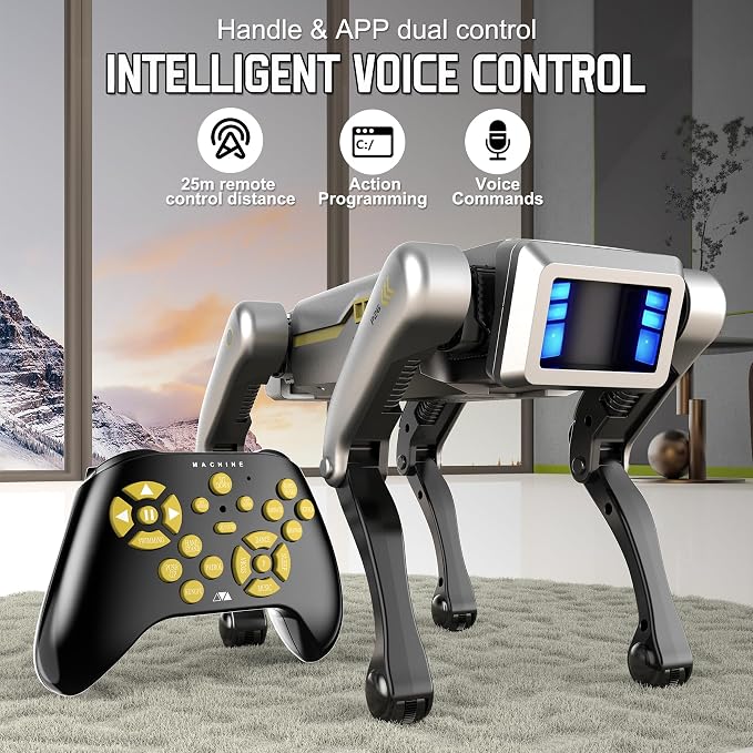Smart Robot Dog for Kids, AI Programmable STEM Toy with 25+ Actions and Voice/Remote/App Control, Rechargeable Electronic Pet Gift for Boys & Girls Ages 6+(iOS & Android (Grey)