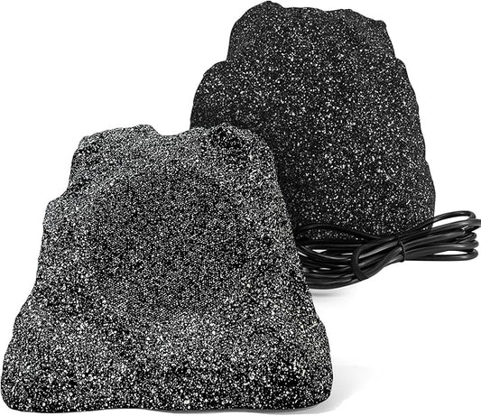 Herdio Outdoor Rock Bluetooth Speakers Wired IPX7 Waterproof 400 Watt Resin Material All Weather for Deck Pool Backyard Patio Garden BBQ (1 Pair Black)