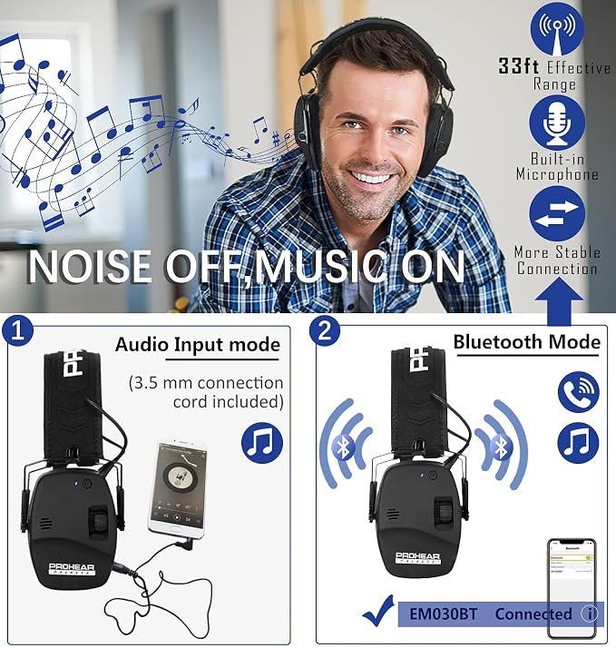 PROHEAR Ear Protection Safety Earmuffs for Shooting Noise Reduction Slim Hearing Protector