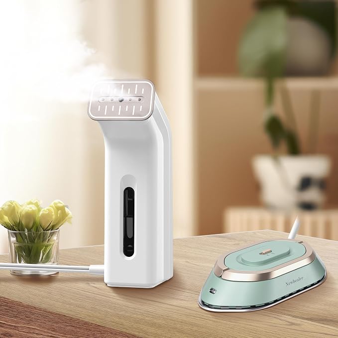 Newbealer Travel Iron bundle with Affordable Steamer for Clothes, Dry Iron and Powerful Steamer, Portable for Travel and Home Use