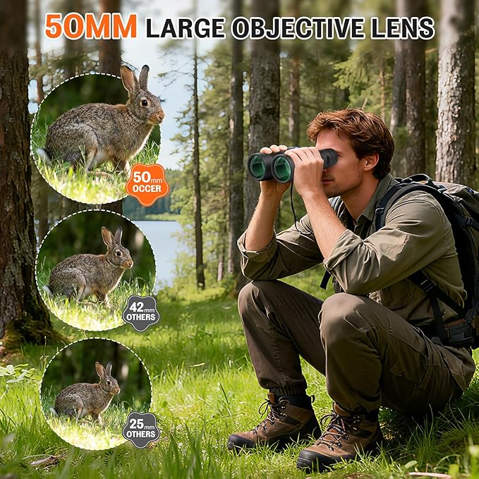 Occer 12x50 Binoculars for Adults High Powered IPX7 Waterproof - Fogproof Shockproof UHD Binoculars, Rubber Armor Binocular for Hunting, Bird Watching, Cruise Ship
