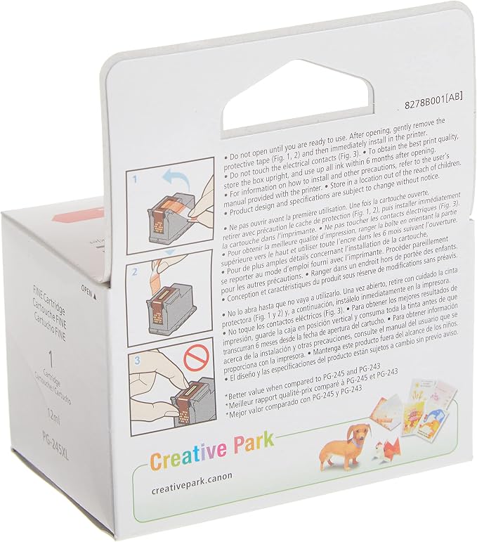 Canon PG-245 XL Genuine Black Ink Cartridge, Compatible with iP2820, MG2420/2924/2920/3020/2522/2525, MX492, TS3120/302/302a/202/202a/4520/3320 (Pack of 2)