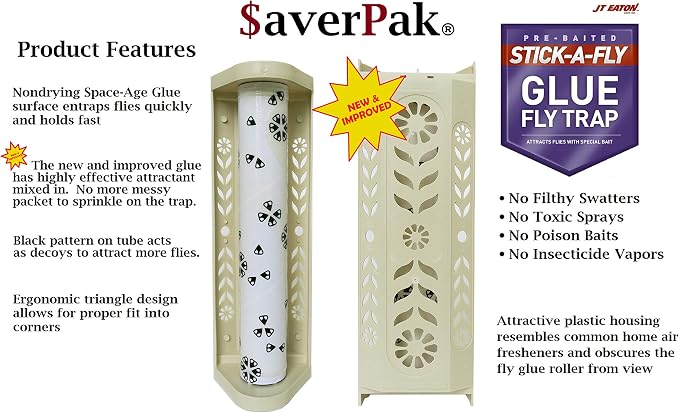$averPak Single- 1 JT Eaton Stick-A-Fly Glue Fly Stick Trap