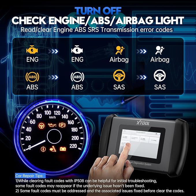 OBD2 Scanner XTOOL IP508, 9 Services, Scan Tool for ABS Bleed, EPB, BMS, Oil Reset, Throttle Relearn, ABS SRS Transmission Car Diagnostic Tool, Check Engine Code Reader, No Subscription Fee