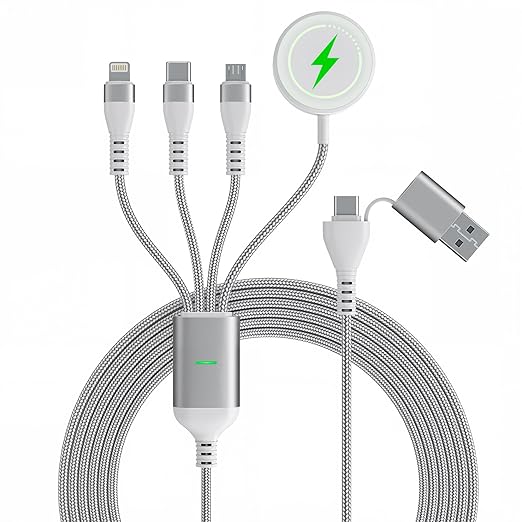 100W 4 in 1 Samsung Galaxy Magnetic Multi Charger for Samsung Galaxy Watch 6/5/4/3, Galaxy S23/S22, Android iPhone 16 15 14 13 10FT Fast Charging Cable with Data Transfer