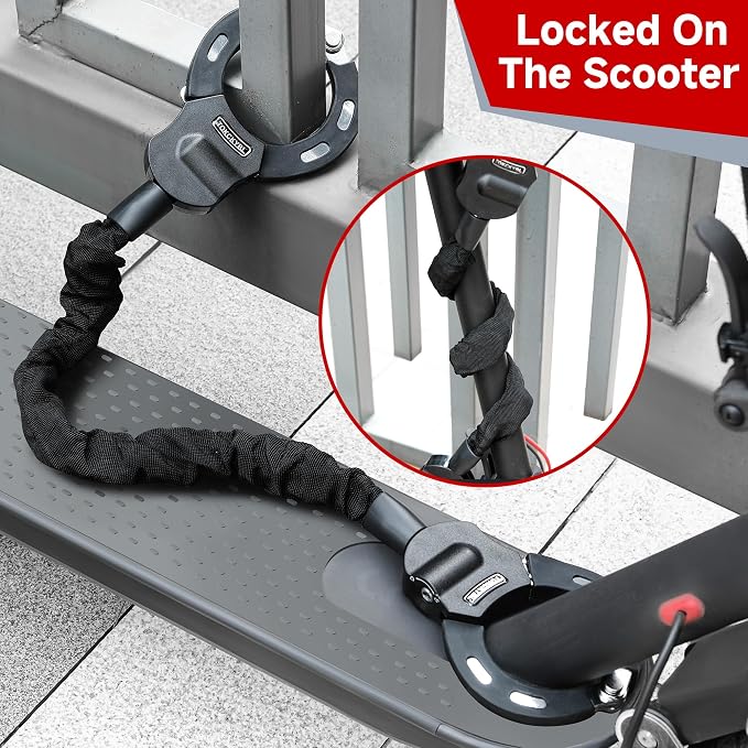 Heavy Duty Scooter Lock - 8mm Anti-Theft Chain Lock with 3 Keys, 94cm Weatherproof Security Lock for Electric Scooters, Bikes, Motorcycles