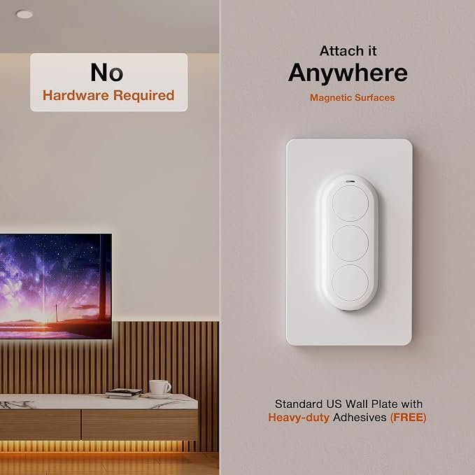 Airversa Smart HomeKit Button Controller, 3-Button Smart Switch, Works with Apple Home over Thread (Home Hub Needed), HomeKit Trigger, Apple Home Ecosystem Exclusive QliQ AC1 White-2 Packs