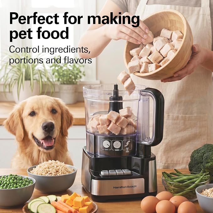 Hamilton Beach Stack & Snap Food Processor and Vegetable Chopper, BPA Free, Stainless Steel Blades, 12 Cup Bowl, 2-Speed 450 Watt Motor, Black (70725A)