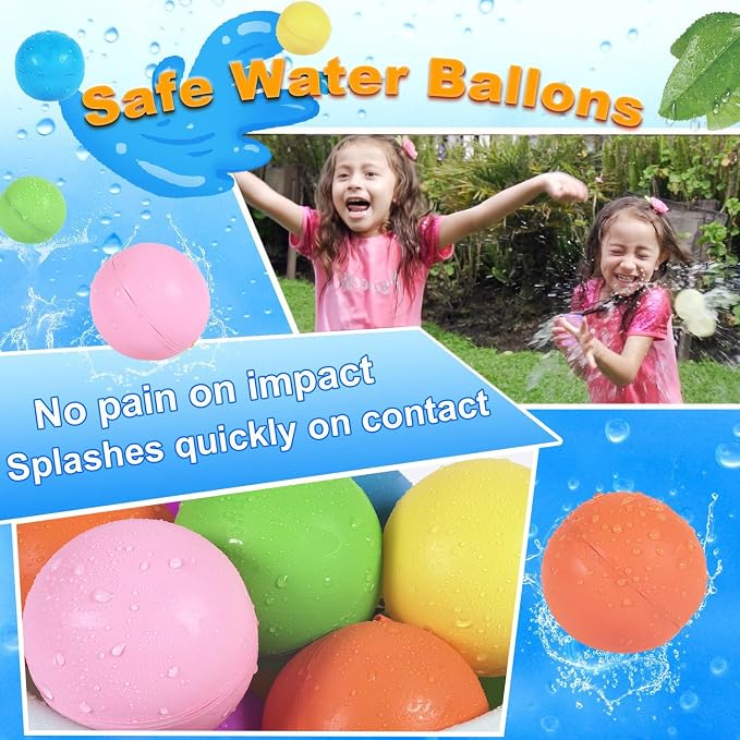 98K Reusable Water Balloons 12 Pcs with Mesh Bag, Pool Beach water Toys for Boys and Girls, Outdoor Summer Toys for Kids Ages 3-12